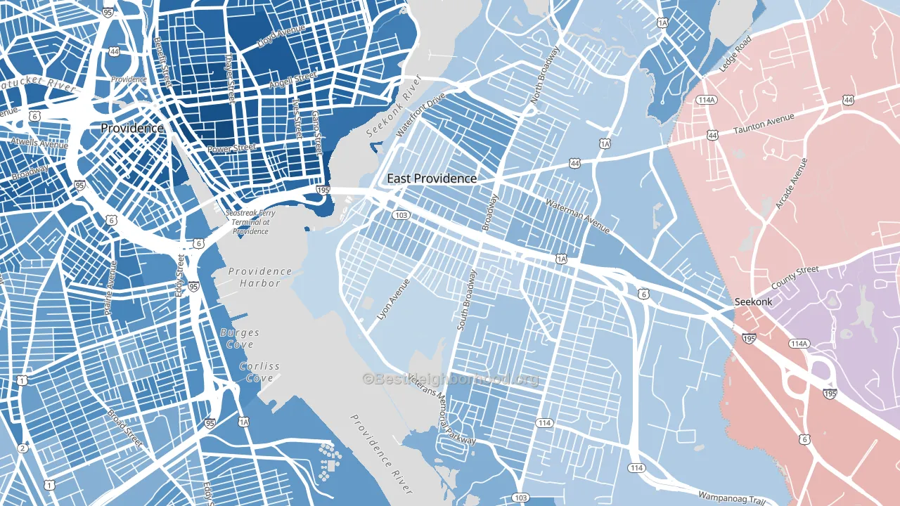 Ingrams Corner, East Providence, RI block-group political-lean map