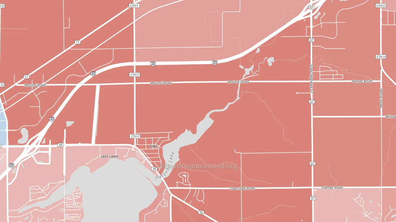 Inlet, WI block-group political-lean map