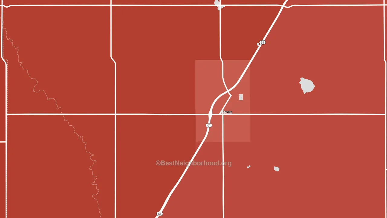 Inman, KS block-group political-lean map