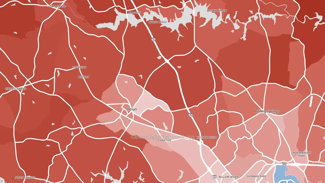 Inman, SC block-group political-lean map