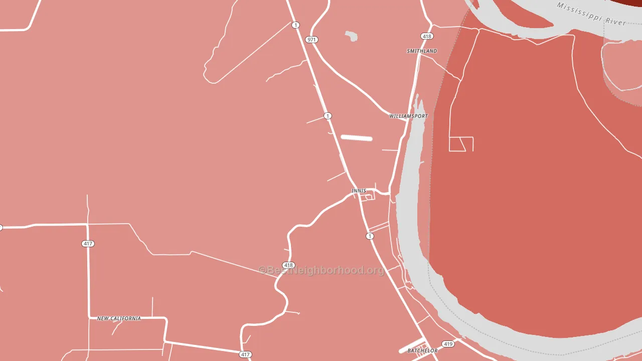 Innis, LA block-group political-lean map