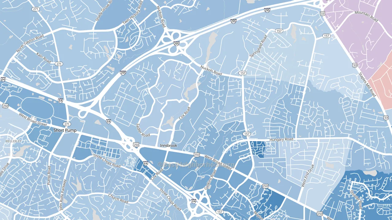 Innsbrook, VA block-group political-lean map