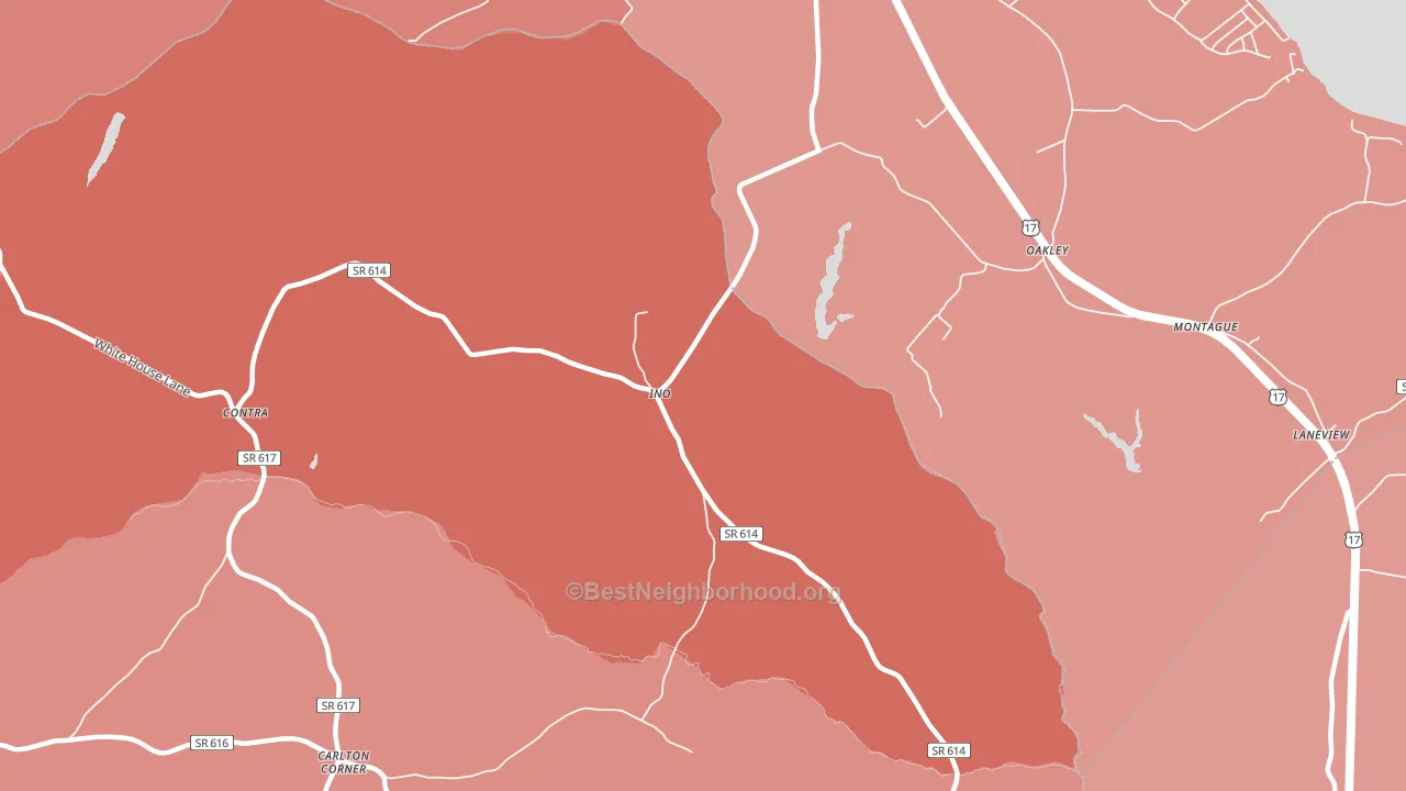 Ino, VA block-group political-lean map
