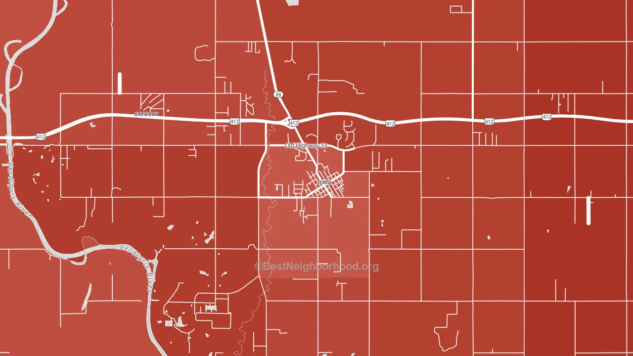 Inola, OK block-group political-lean map