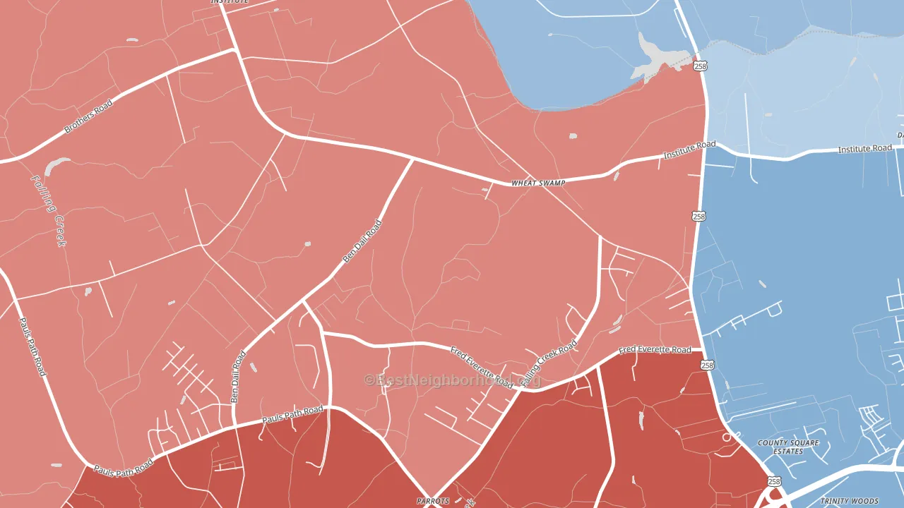 Institute, NC block-group political-lean map