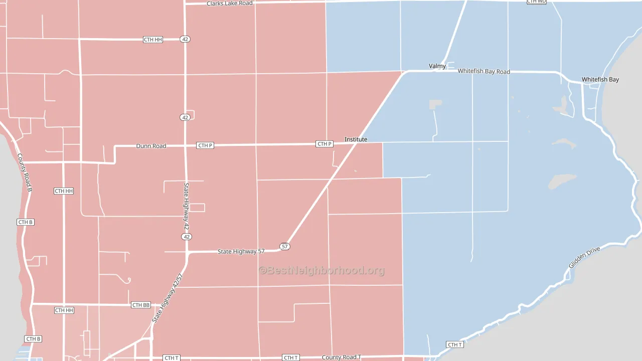 Institute, WI block-group political-lean map