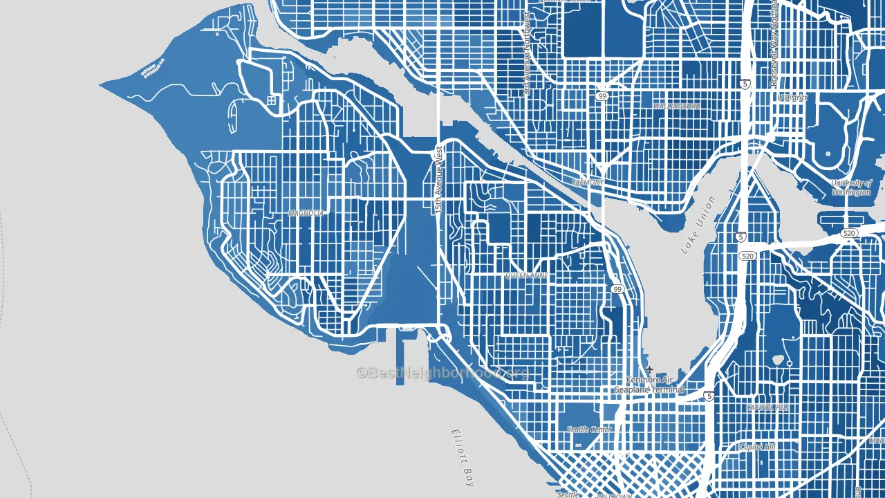 Interbay, Seattle, WA block-group political-lean map