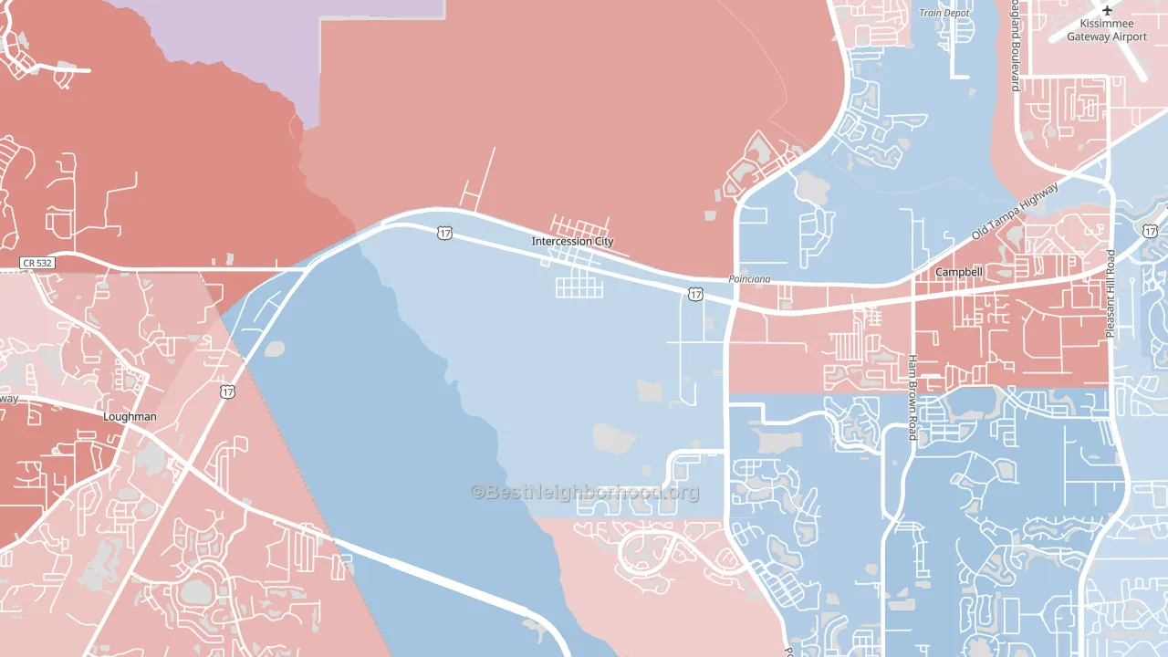 Intercession City, FL block-group political-lean map
