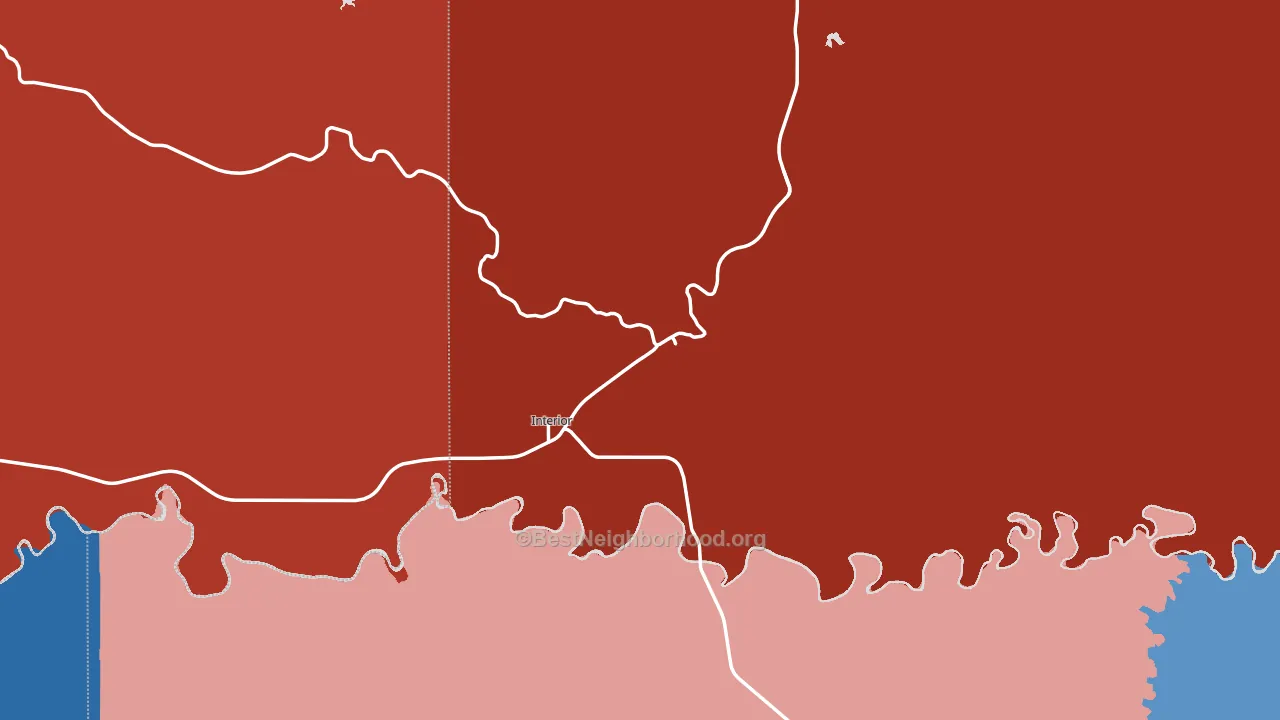 Interior, SD block-group political-lean map