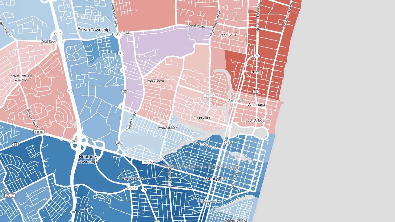Interlaken, NJ block-group political-lean map