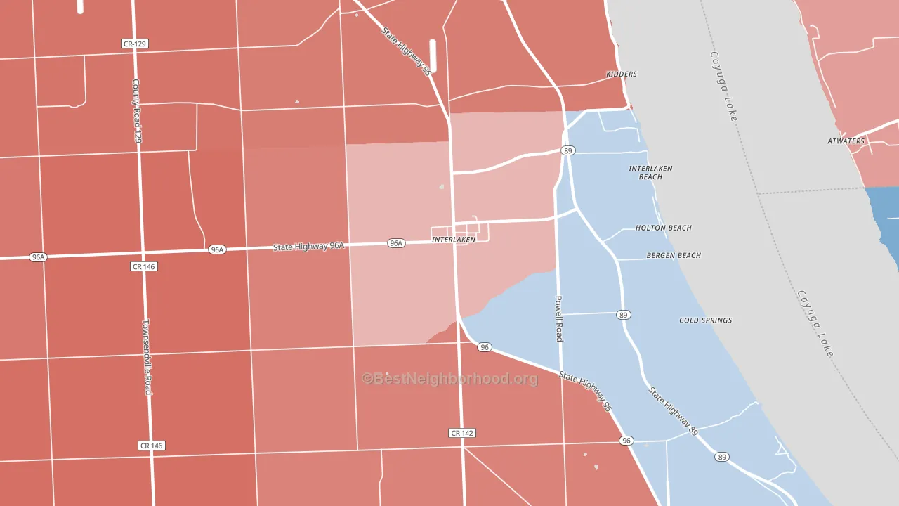 Interlaken, NY block-group political-lean map