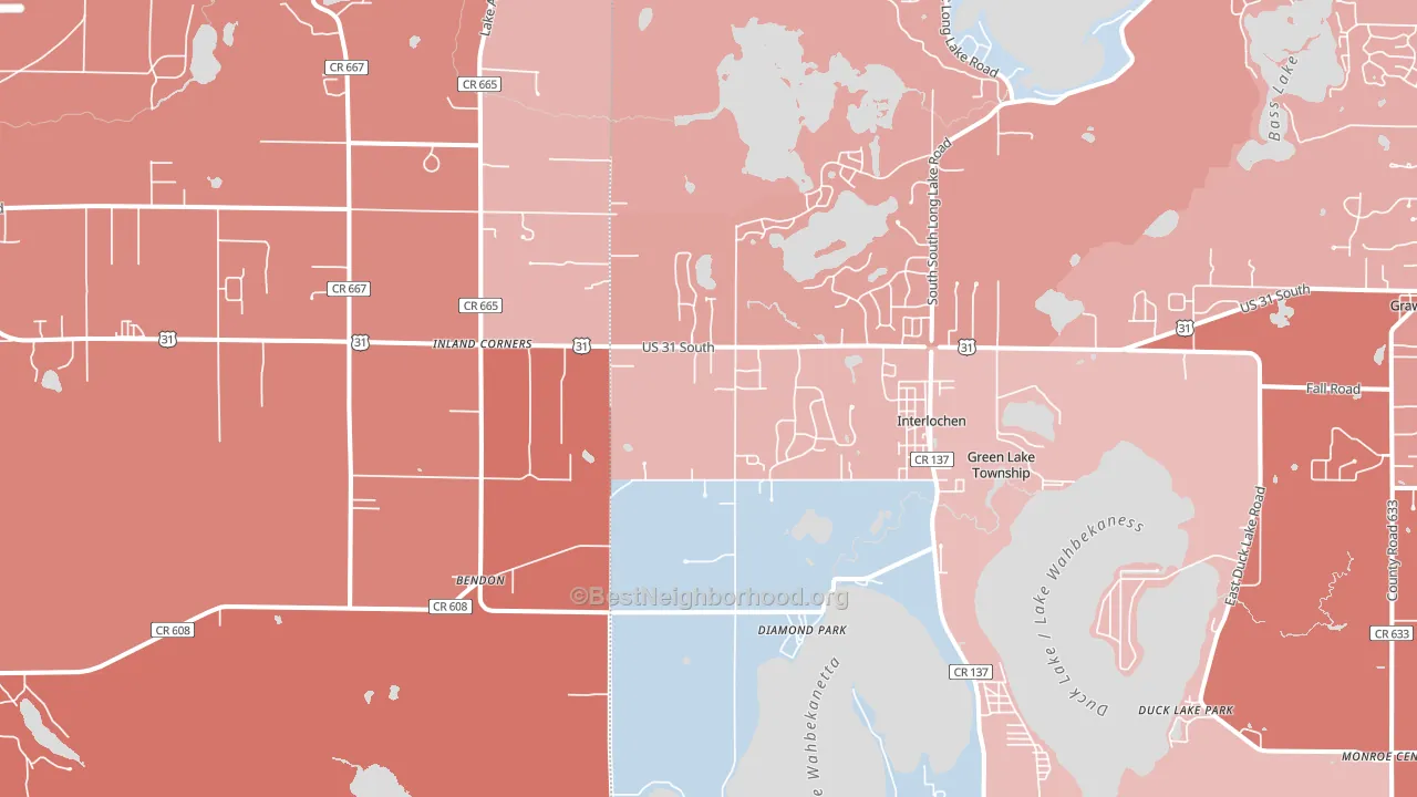 Interlochen, MI block-group political-lean map