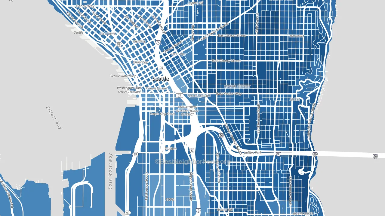 International District, Seattle, WA block-group political-lean map