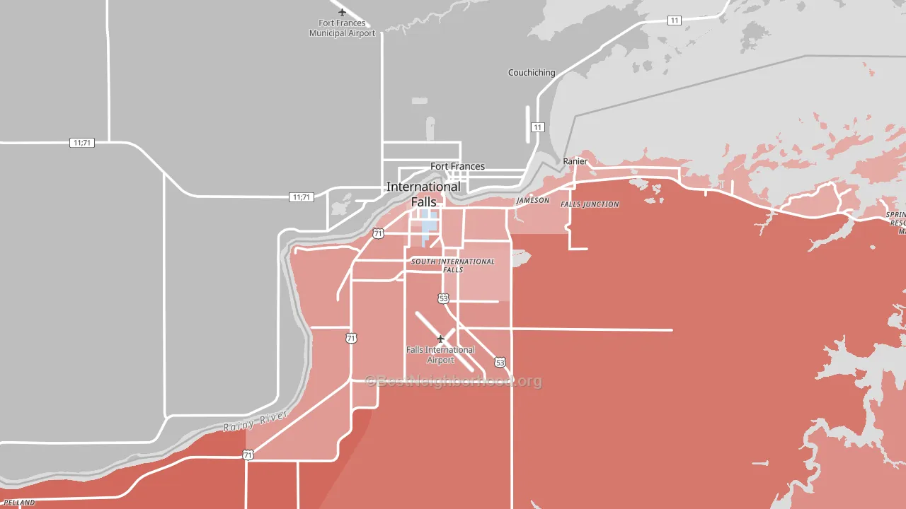 International Falls, MN block-group political-lean map