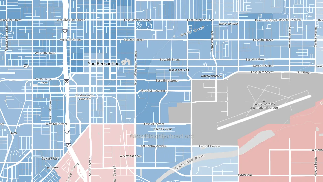 International, San Bernardino, CA block-group political-lean map