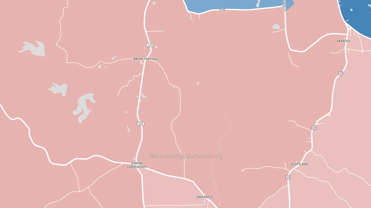 Inverness, AL block-group political-lean map