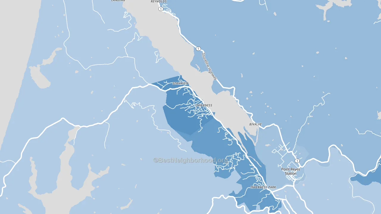 Inverness, CA block-group political-lean map