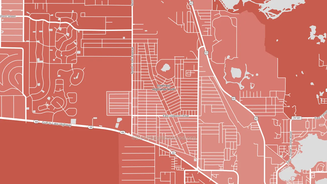 Inverness Highlands North, FL block-group political-lean map