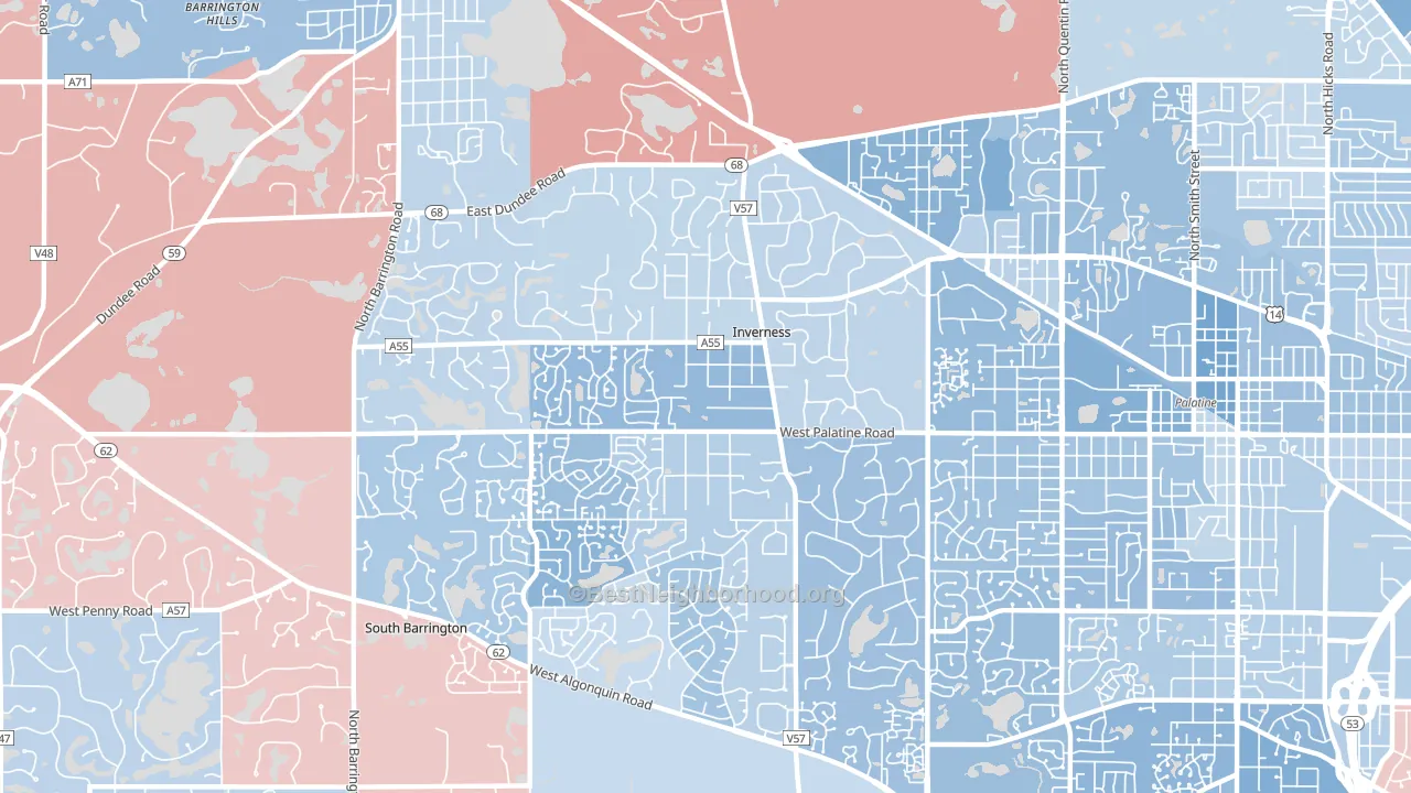 Inverness, IL block-group political-lean map