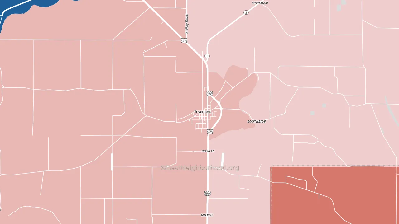 Inverness, MS block-group political-lean map