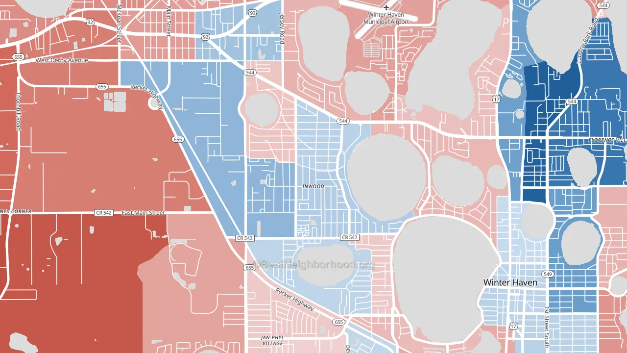 Inwood, FL block-group political-lean map
