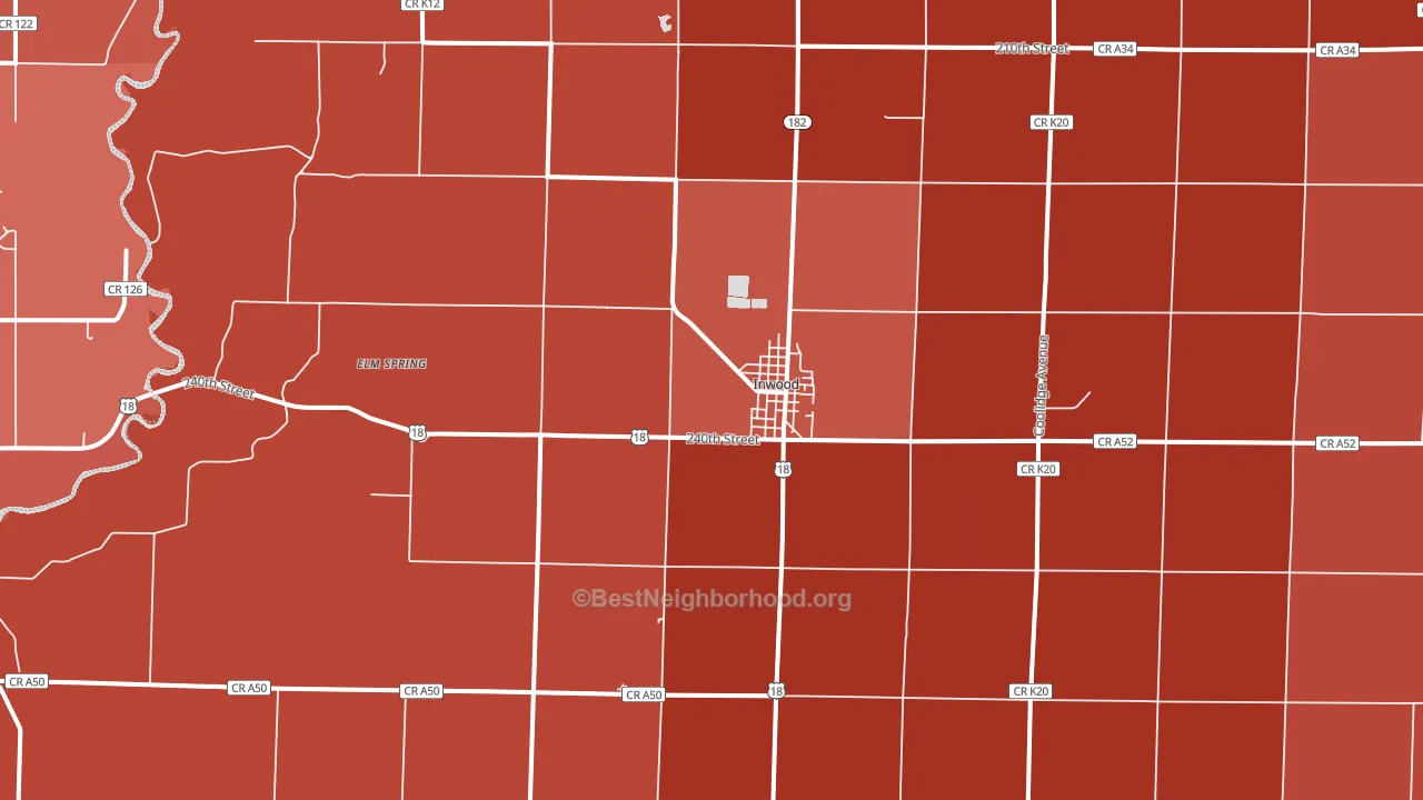 Inwood, IA block-group political-lean map