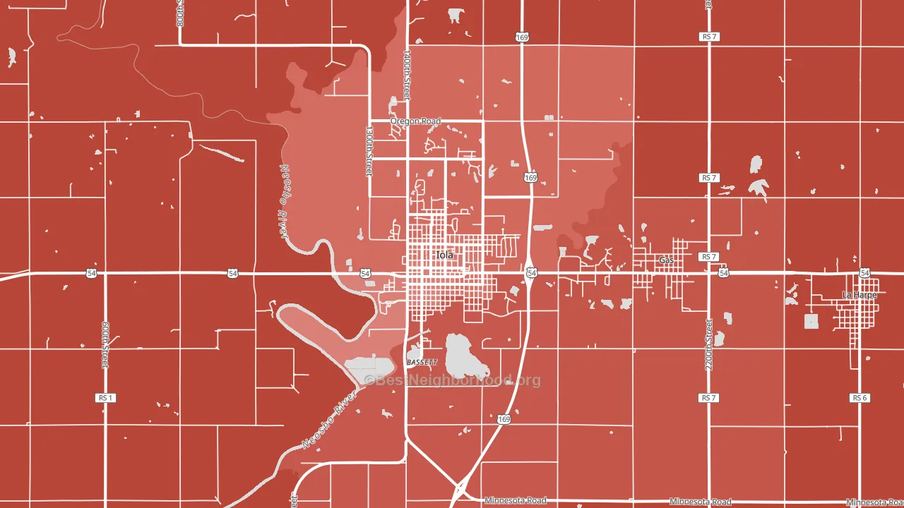 Iola, KS block-group political-lean map