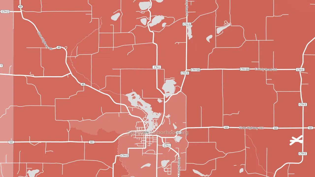 Iola, WI block-group political-lean map