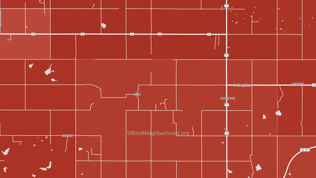 Iona, OK block-group political-lean map