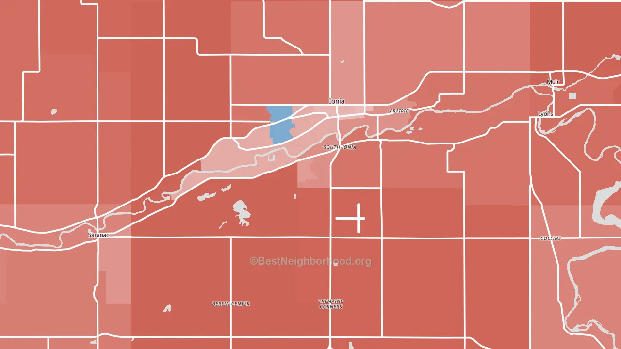 Ionia County, MI block-group political-lean map
