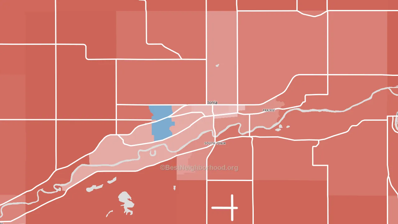 Ionia, MI block-group political-lean map