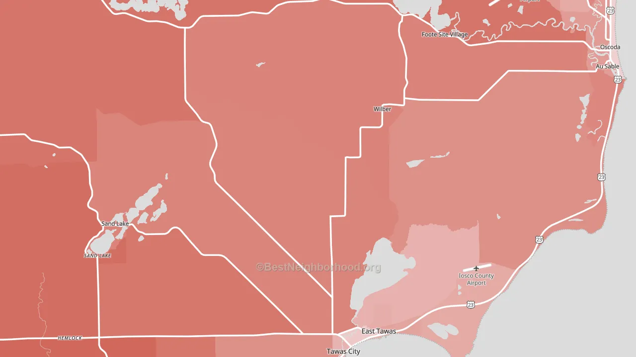 Iosco County, MI block-group political-lean map