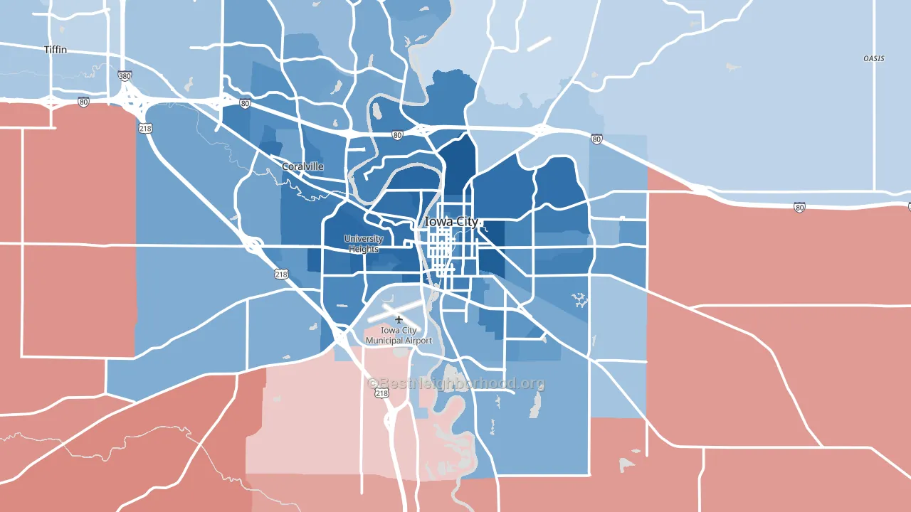 Iowa City, IA block-group political-lean map