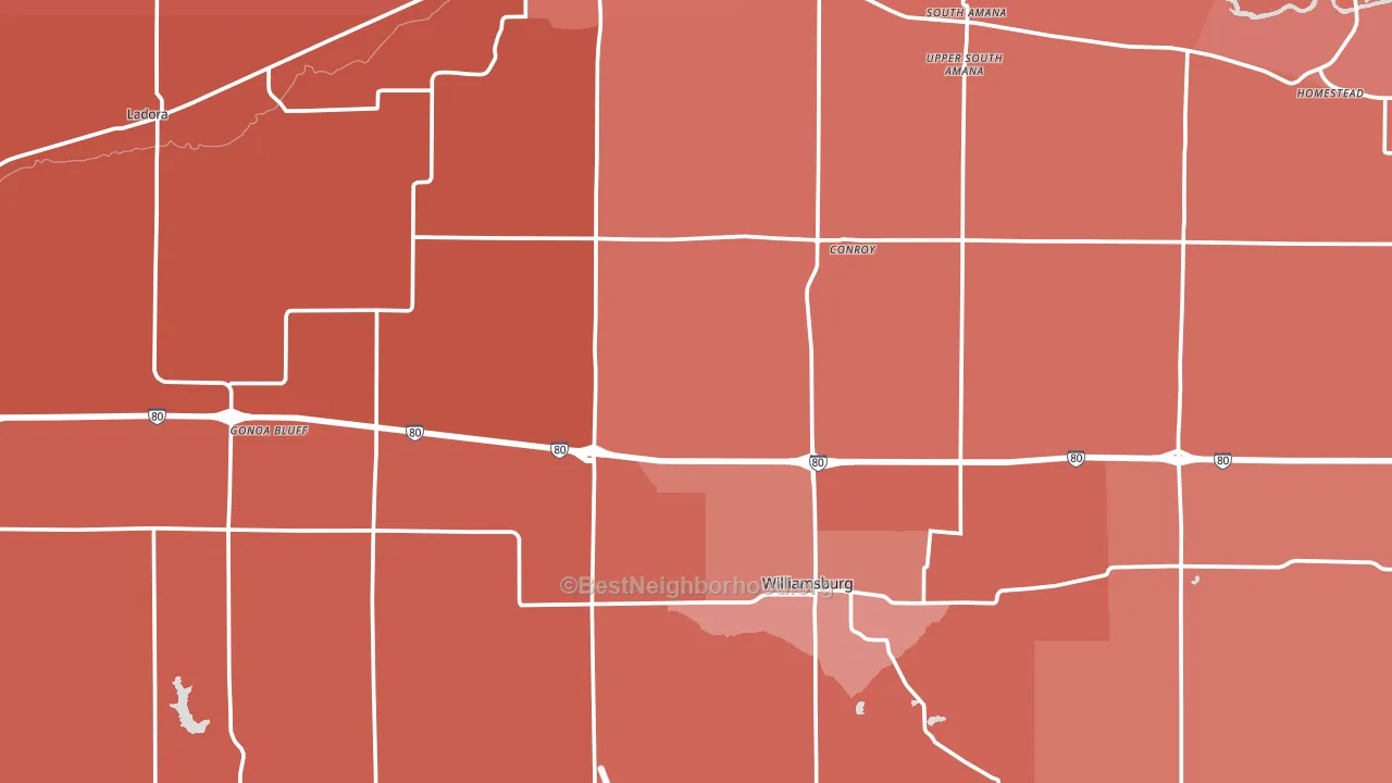 Iowa County, IA block-group political-lean map