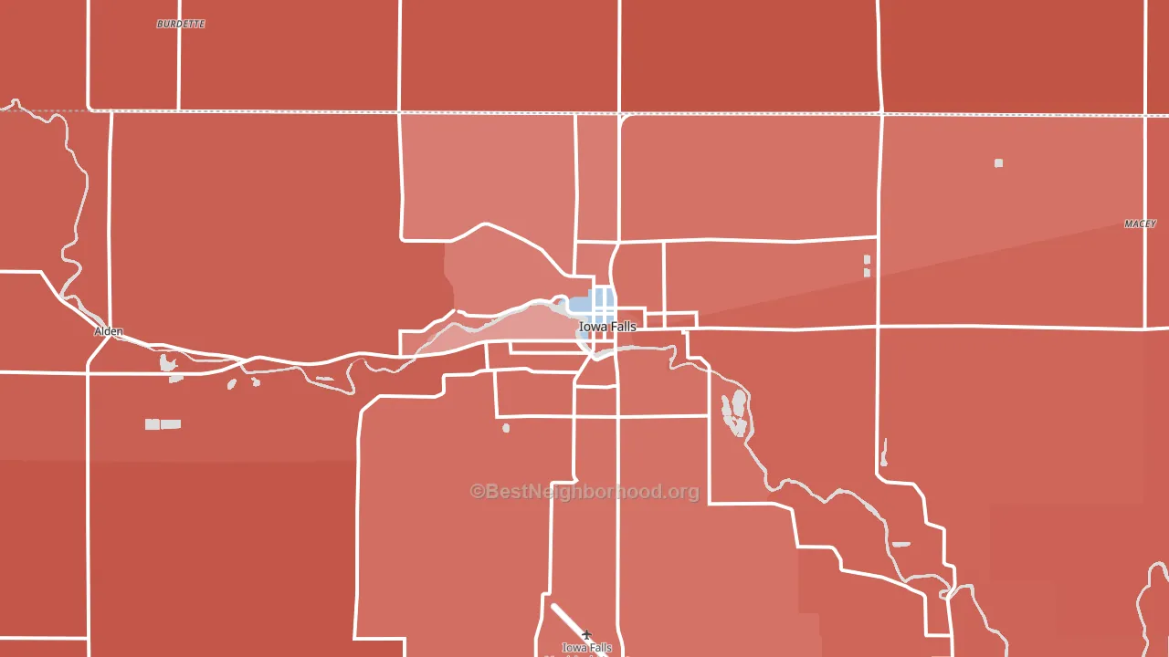 Iowa Falls, IA block-group political-lean map