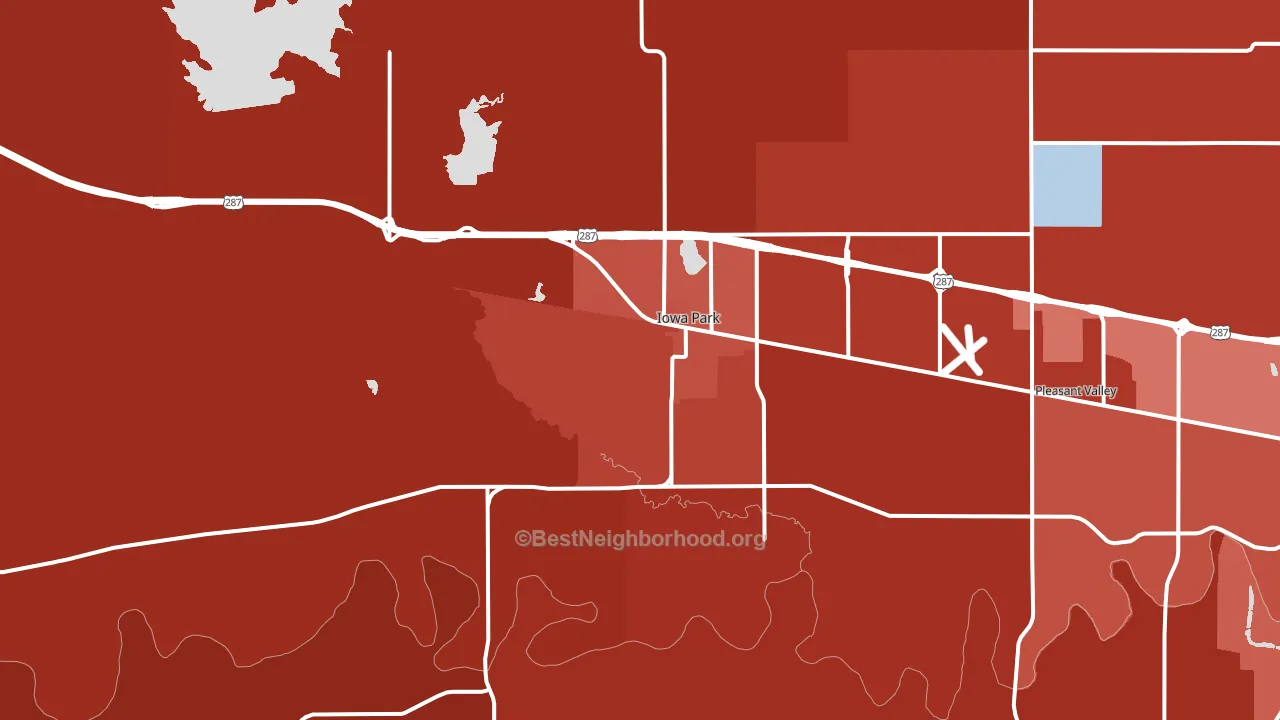 Iowa Park, TX block-group political-lean map
