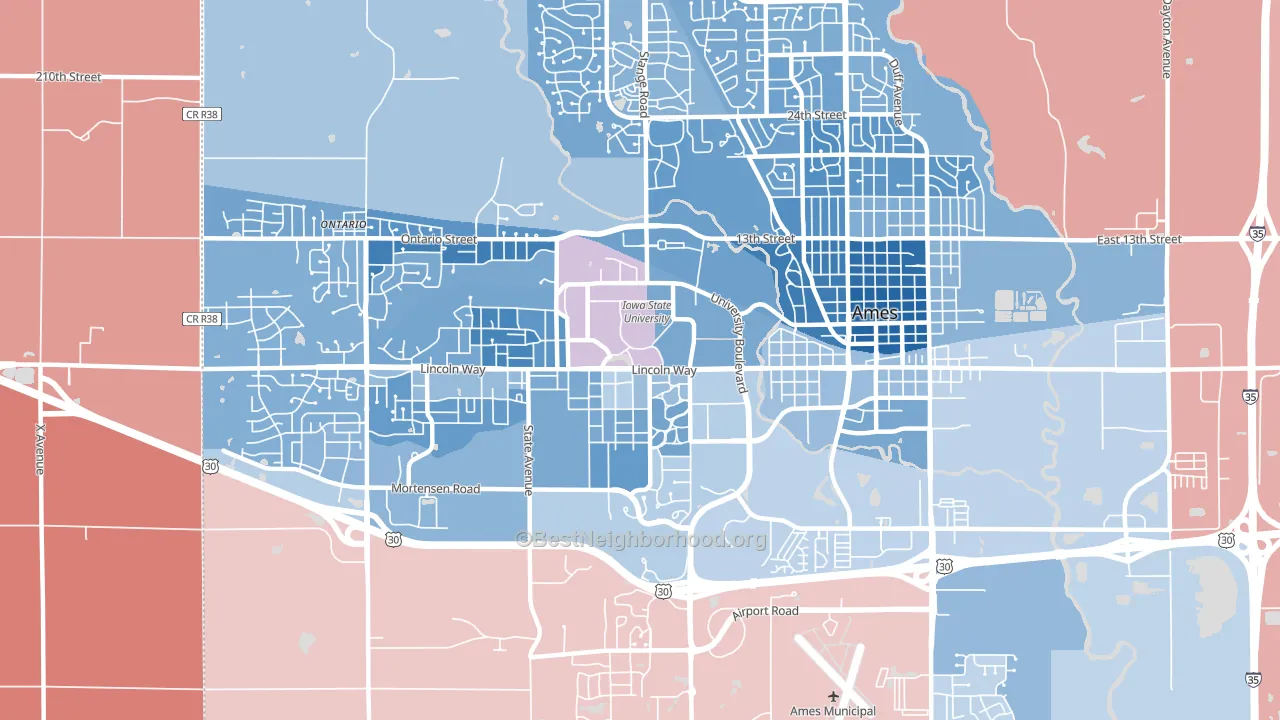 Iowa State University, Ames, IA block-group political-lean map