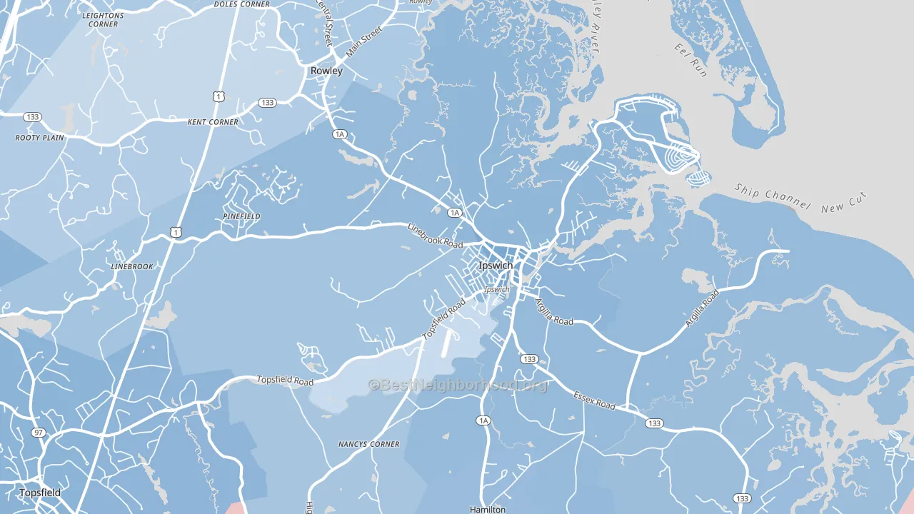 Ipswich, MA block-group political-lean map
