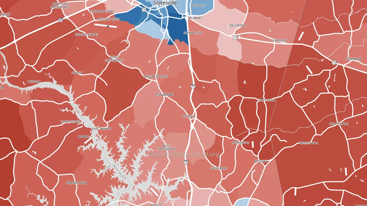 Iredell County, NC block-group political-lean map