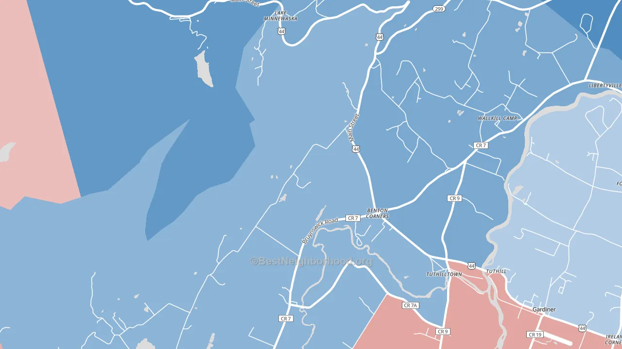 Ireland Corners, NY block-group political-lean map
