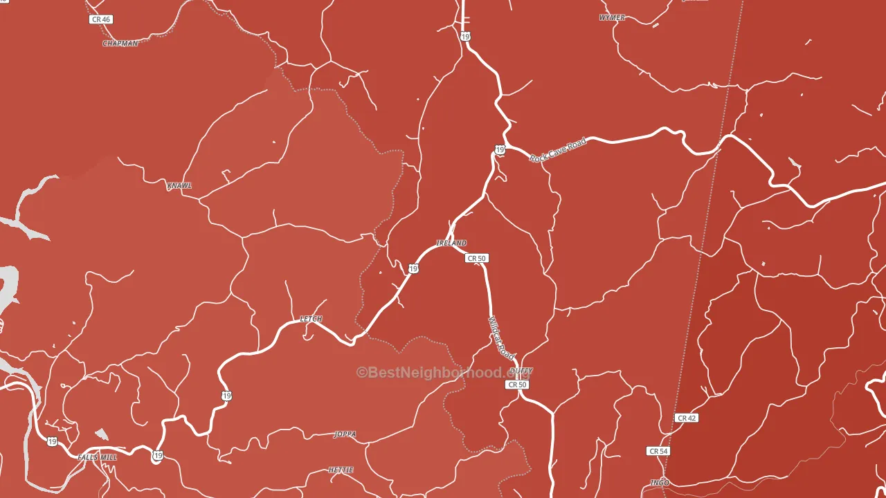 Ireland, WV block-group political-lean map