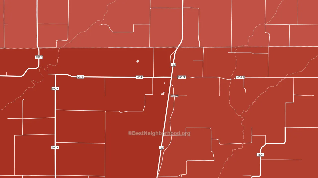 Irena, MO block-group political-lean map
