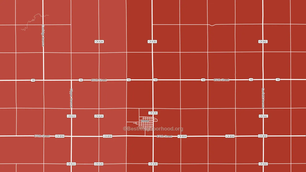 Ireton, IA block-group political-lean map