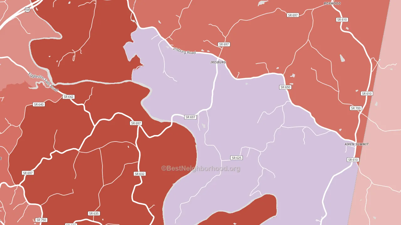 Irisburg, VA block-group political-lean map