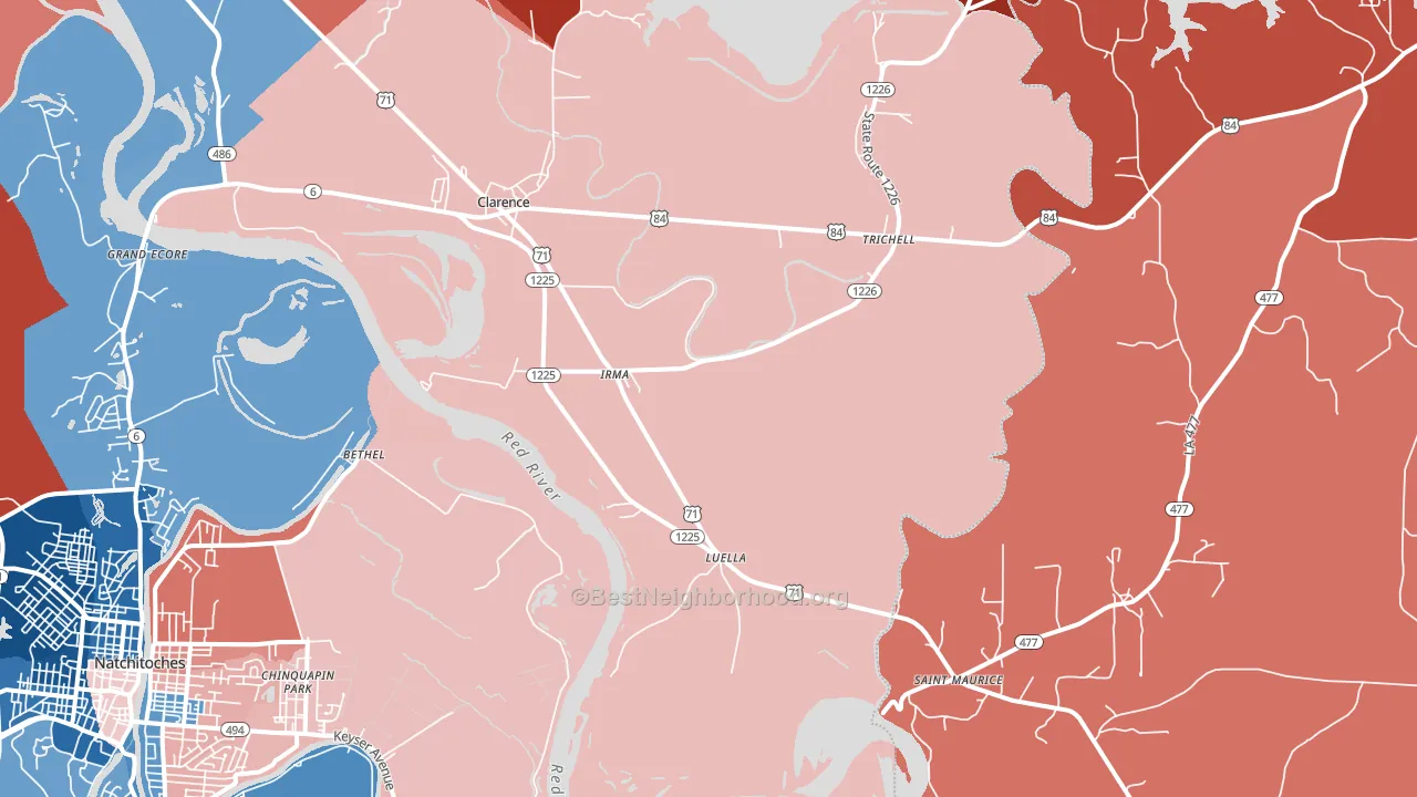 Irma, LA block-group political-lean map