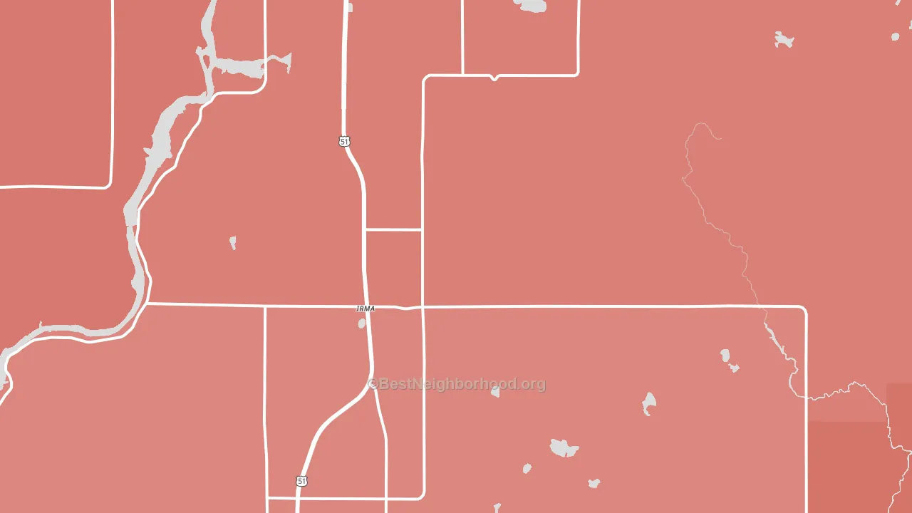 Irma, WI block-group political-lean map