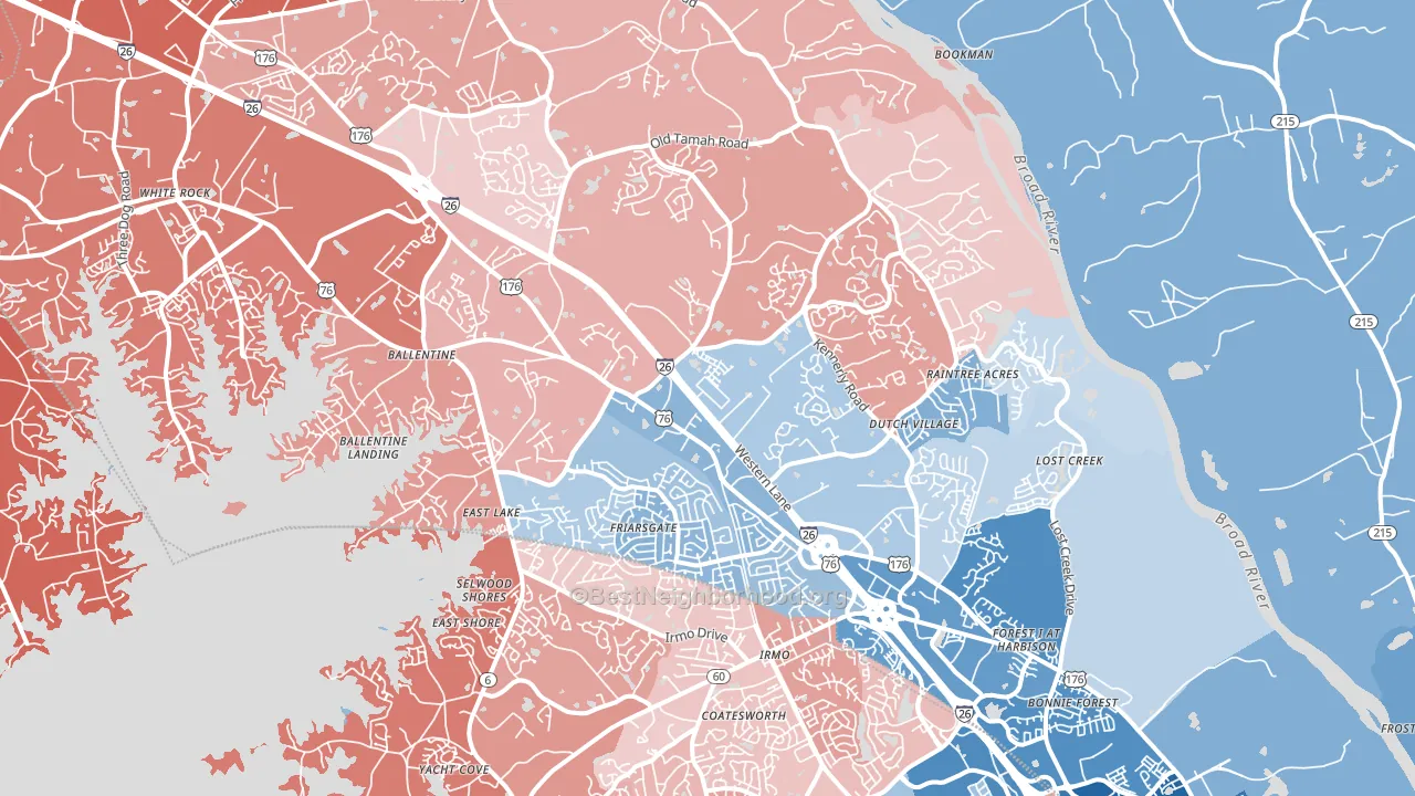 Irmo, SC block-group political-lean map