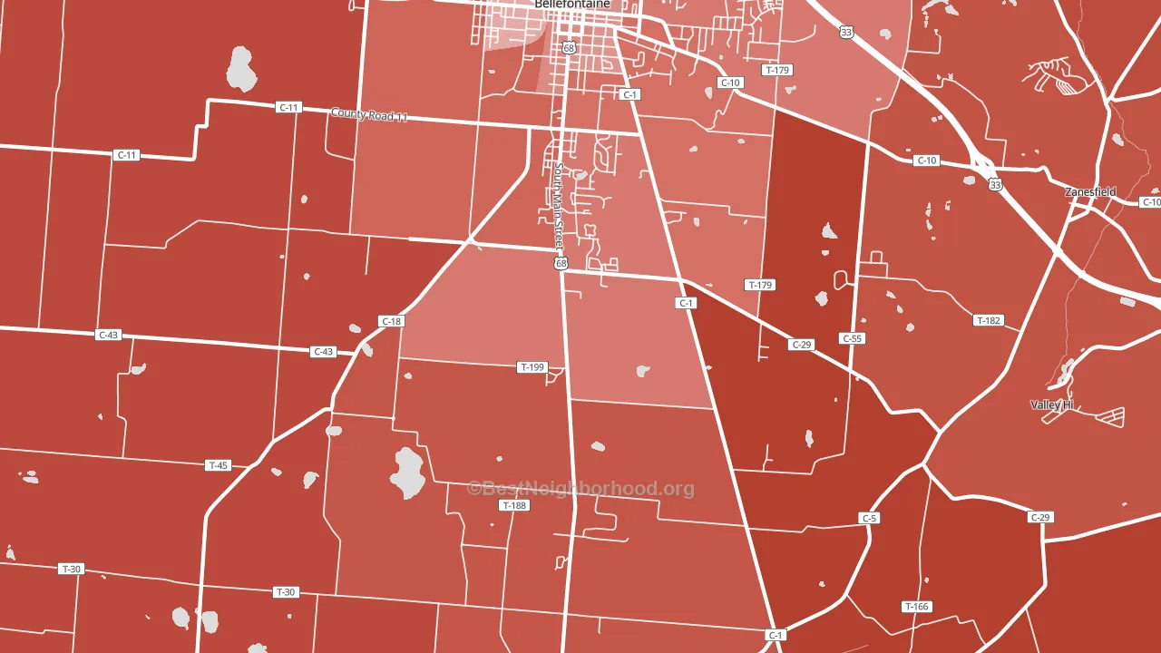 Iron City, OH block-group political-lean map