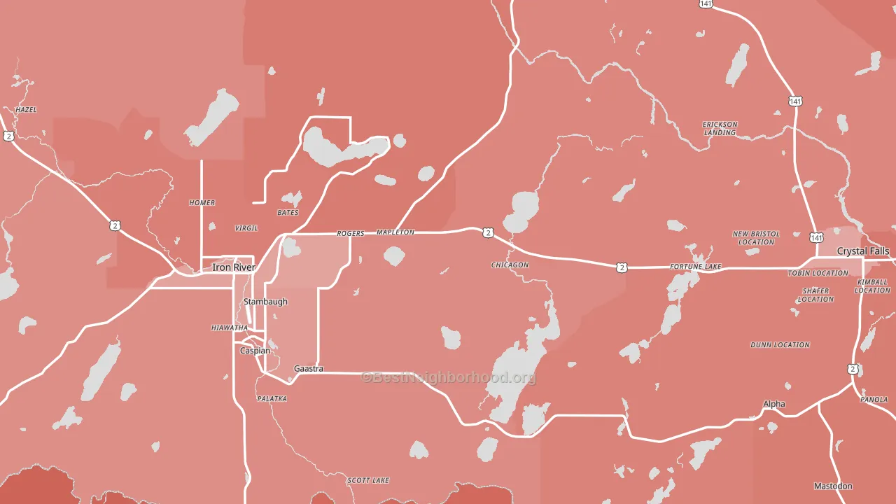 Iron County, MI block-group political-lean map