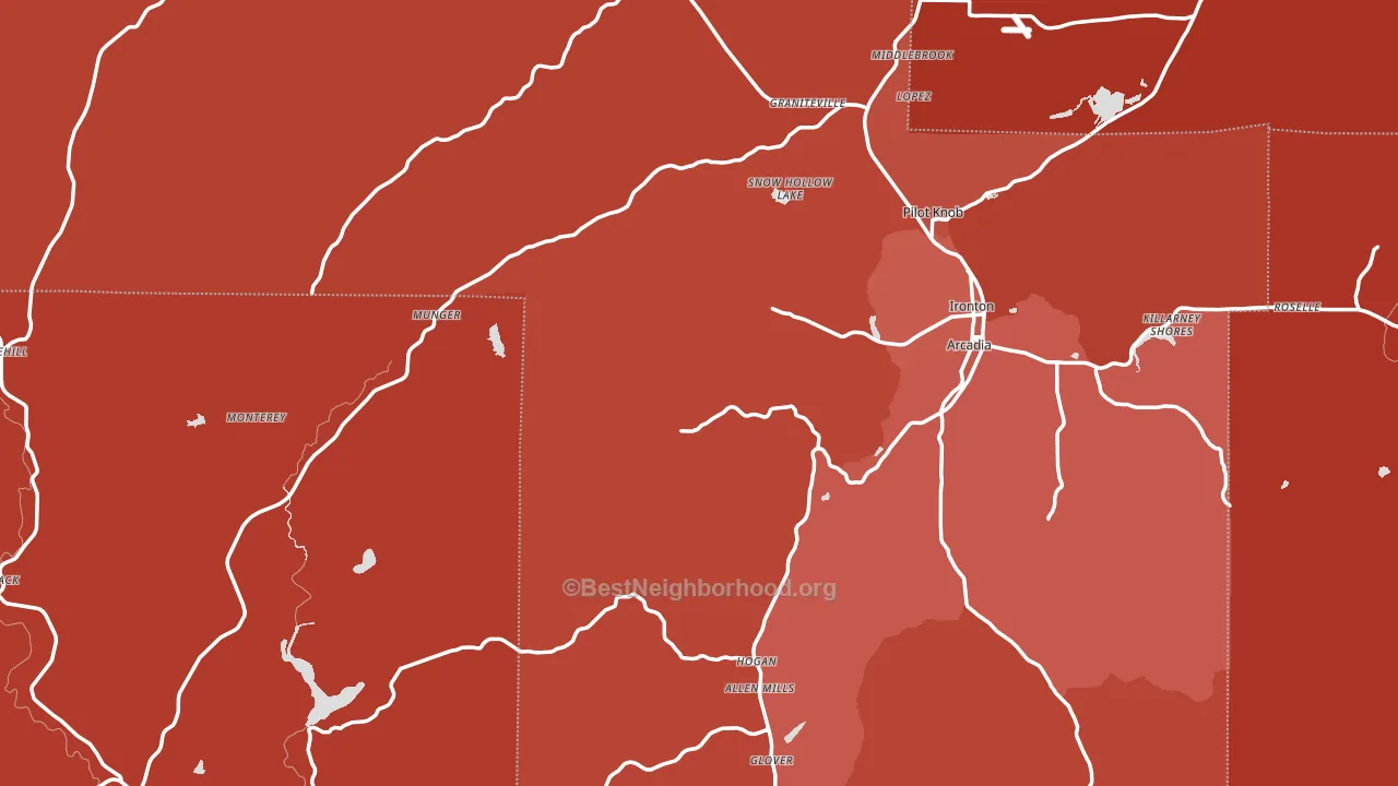 Iron County, MO block-group political-lean map
